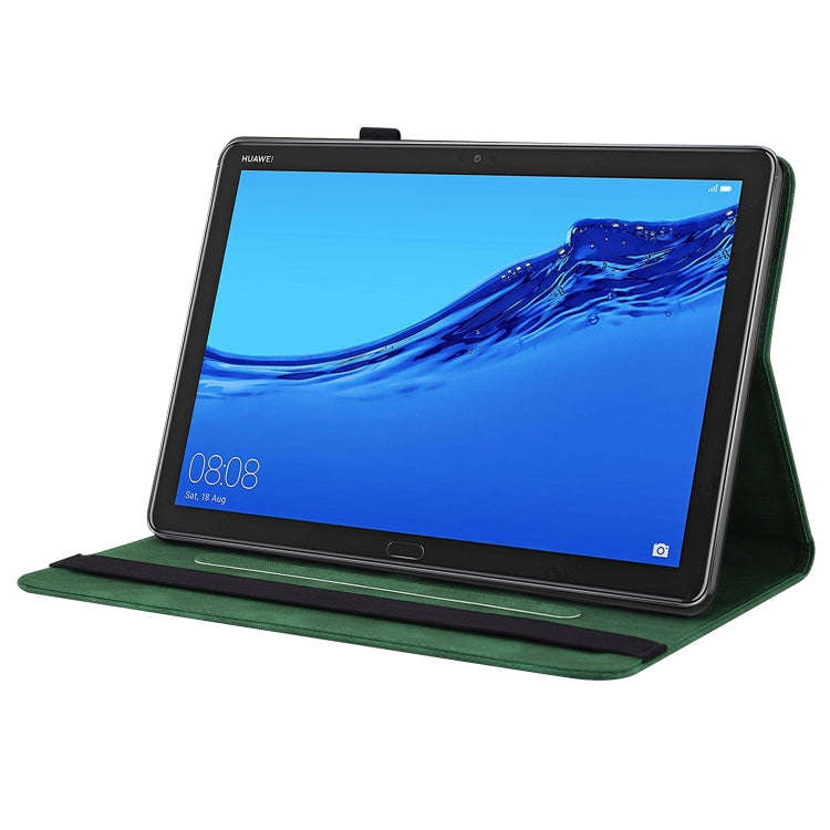 For Huawei MediaPad M5 Lite Butterfly Flower Embossed Leather Tablet Case(Green)