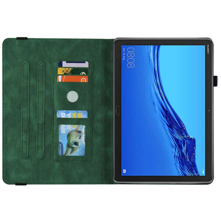 For Huawei MediaPad M5 Lite Butterfly Flower Embossed Leather Tablet Case(Green)