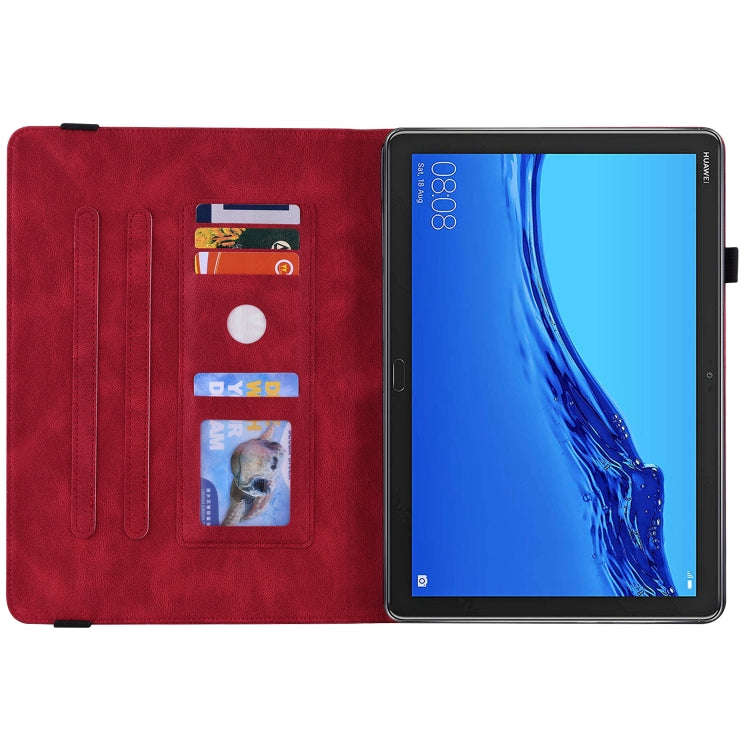 For Huawei MediaPad M5 Lite Butterfly Flower Embossed Leather Tablet Case(Red)