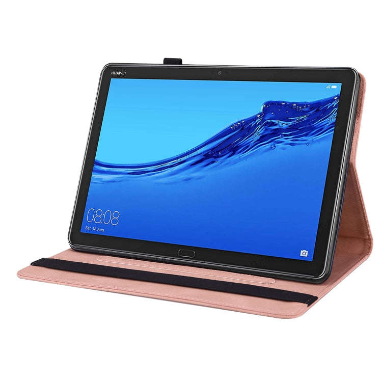 For Huawei MediaPad M5 Lite Butterfly Flower Embossed Leather Tablet Case(Rose Gold)