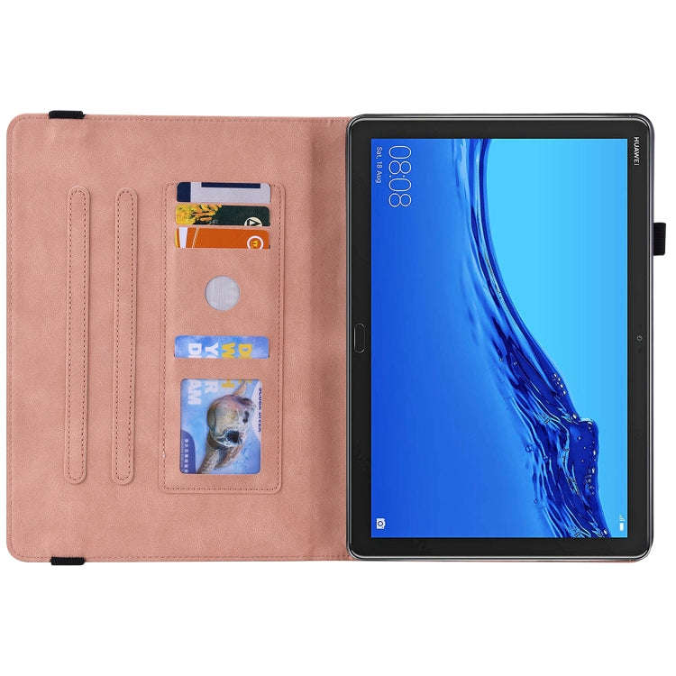 For Huawei MediaPad M5 Lite Butterfly Flower Embossed Leather Tablet Case(Rose Gold)