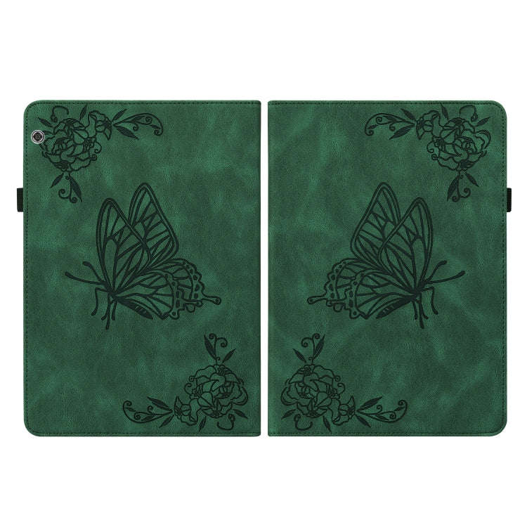 For Huawei MediaPad T5 Butterfly Flower Embossed Leather Tablet Case(Green)