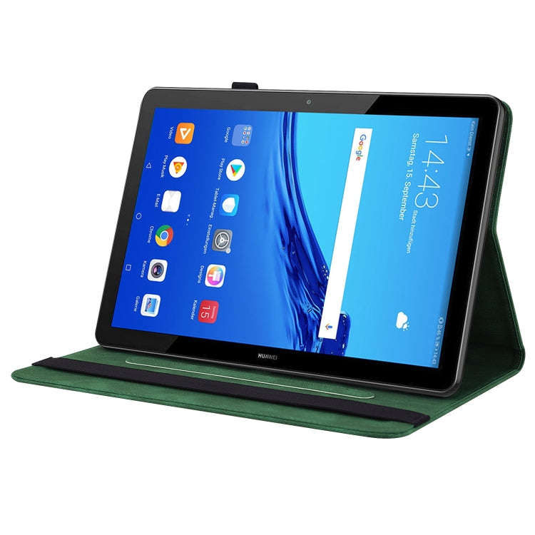For Huawei MediaPad T5 Butterfly Flower Embossed Leather Tablet Case(Green)