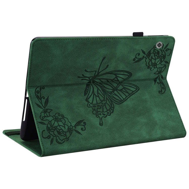 For Huawei MediaPad T5 Butterfly Flower Embossed Leather Tablet Case(Green)