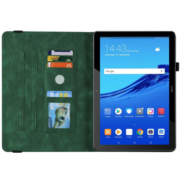 For Huawei MediaPad T5 Butterfly Flower Embossed Leather Tablet Case(Green)