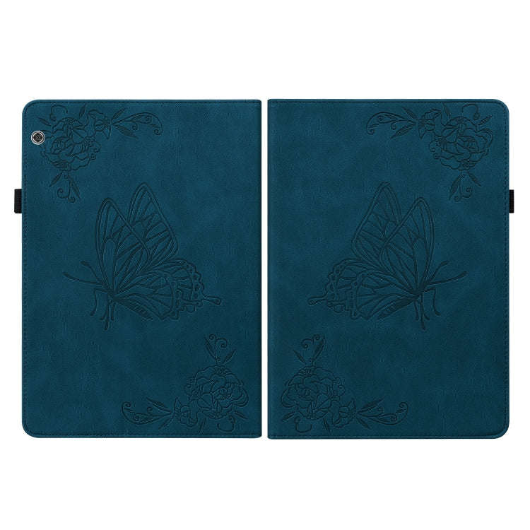 For Huawei MediaPad T5 Butterfly Flower Embossed Leather Tablet Case(Blue)