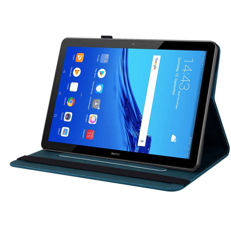 For Huawei MediaPad T5 Butterfly Flower Embossed Leather Tablet Case(Blue)