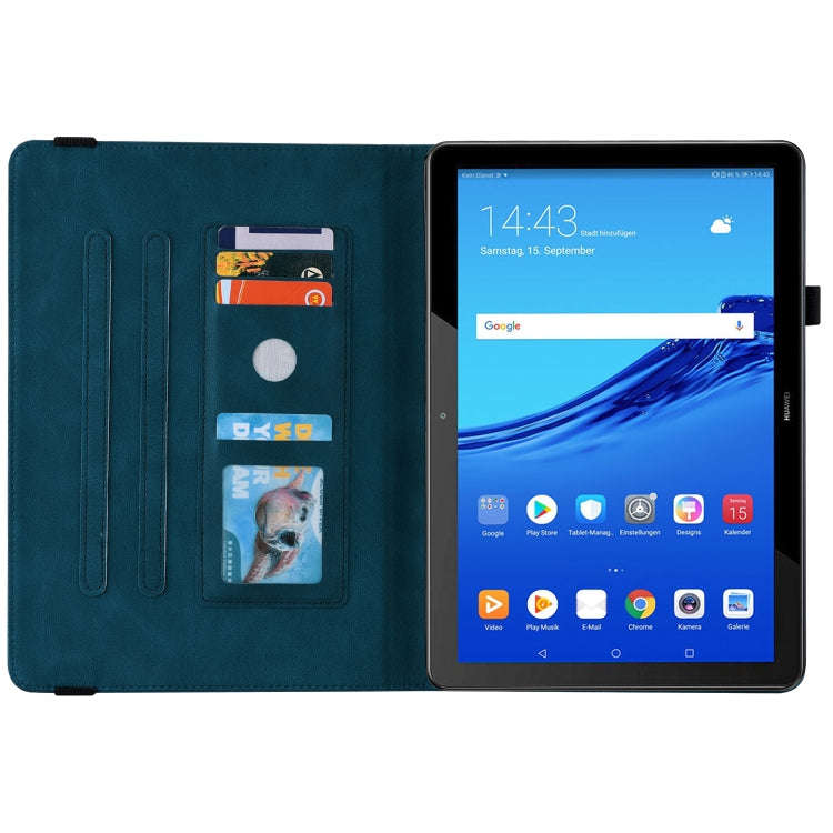 For Huawei MediaPad T5 Butterfly Flower Embossed Leather Tablet Case(Blue)