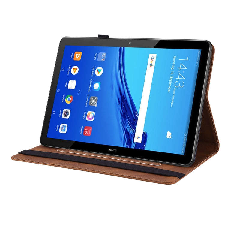 For Huawei MediaPad T5 Butterfly Flower Embossed Leather Tablet Case(Brown)