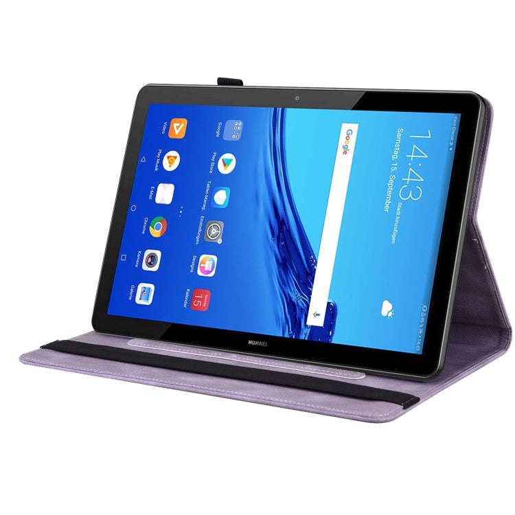 For Huawei MediaPad T5 Butterfly Flower Embossed Leather Tablet Case(Purple)