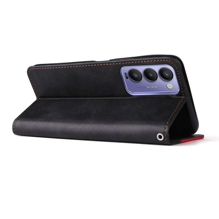 For Tecno Camon 18/18 P Stitching-Color Horizontal Flip Leather Case(Red)