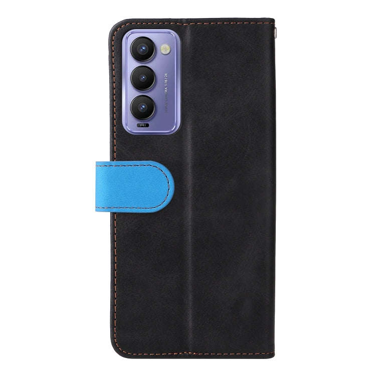 For Tecno Camon 18/18 P Stitching-Color Horizontal Flip Leather Case(Blue)