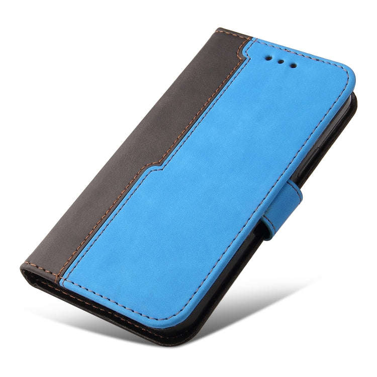 For Tecno Camon 18/18 P Stitching-Color Horizontal Flip Leather Case(Blue)
