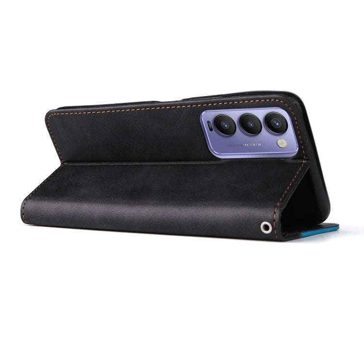 For Tecno Camon 18/18 P Stitching-Color Horizontal Flip Leather Case(Blue)