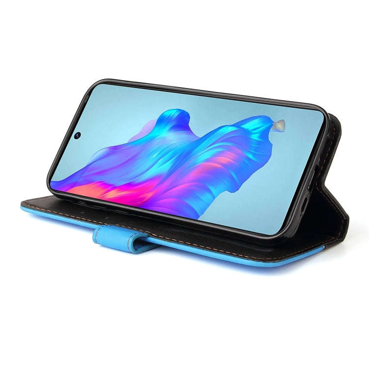 For Tecno Camon 18/18 P Stitching-Color Horizontal Flip Leather Case(Blue)