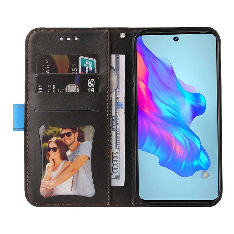 For Tecno Camon 18/18 P Stitching-Color Horizontal Flip Leather Case(Blue)