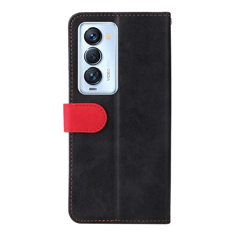 For Tecno Camon 18 Premier Stitching-Color Horizontal Flip Leather Case(Red)