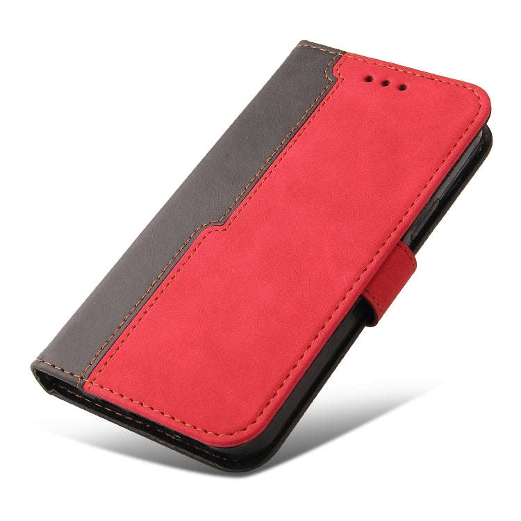 For Tecno Camon 18 Premier Stitching-Color Horizontal Flip Leather Case(Red)