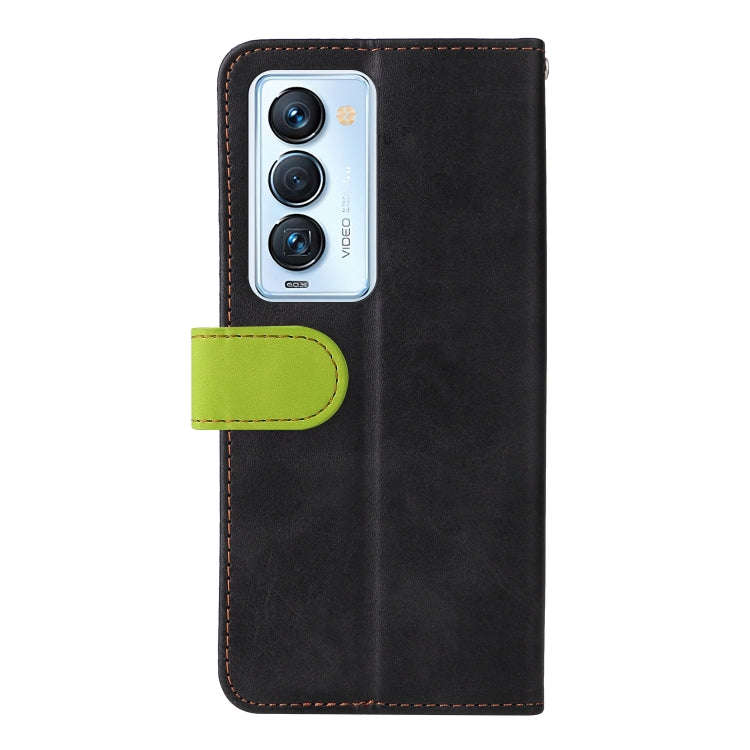 For Tecno Camon 18 Premier Stitching-Color Horizontal Flip Leather Case(Green)