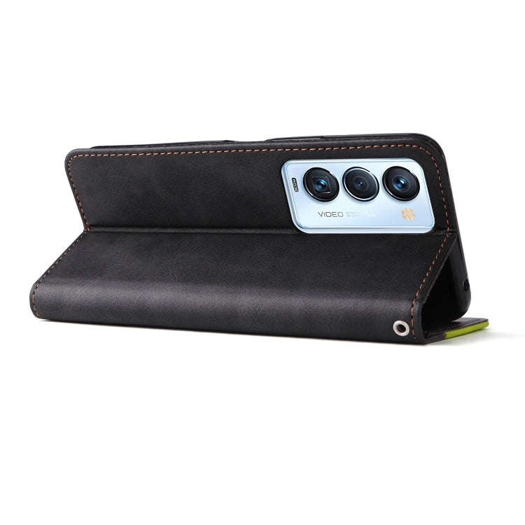 For Tecno Camon 18 Premier Stitching-Color Horizontal Flip Leather Case(Green)