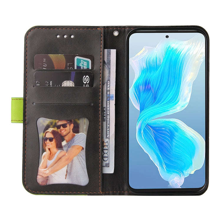 For Tecno Camon 18 Premier Stitching-Color Horizontal Flip Leather Case(Green)