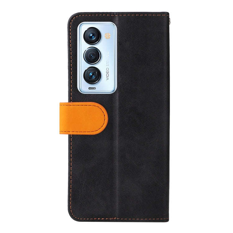 For Tecno Camon 18 Premier Stitching-Color Horizontal Flip Leather Case(Orange)