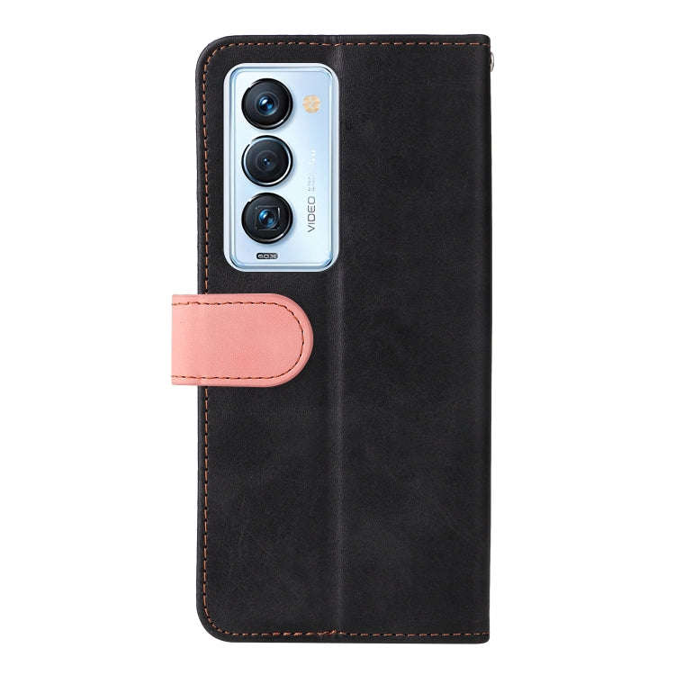 For Tecno Camon 18 Premier Stitching-Color Horizontal Flip Leather Case(Pink)