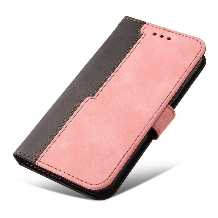 For Tecno Camon 18 Premier Stitching-Color Horizontal Flip Leather Case(Pink)