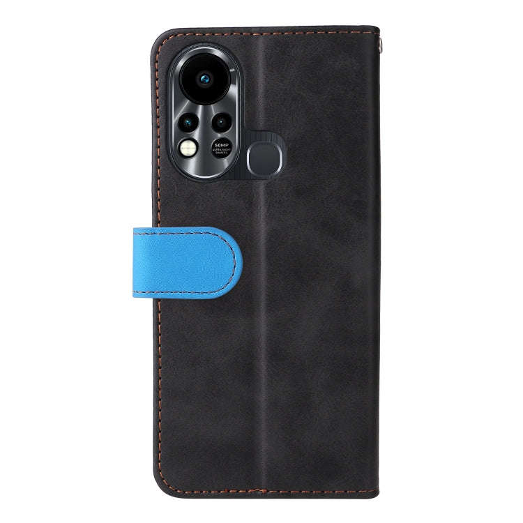For Infinix Hot 11S Stitching-Color Horizontal Flip Leather Case(Blue)