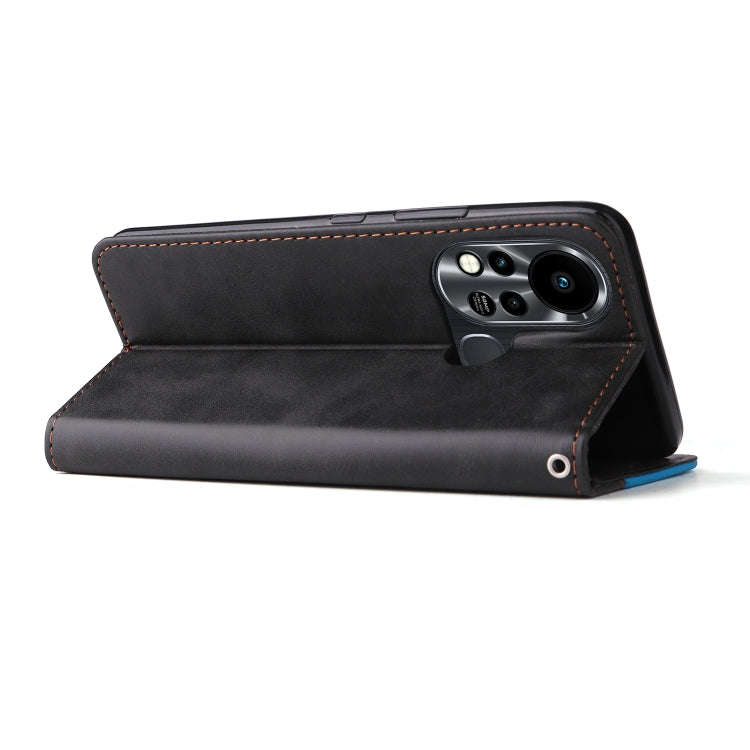 For Infinix Hot 11S Stitching-Color Horizontal Flip Leather Case(Blue)