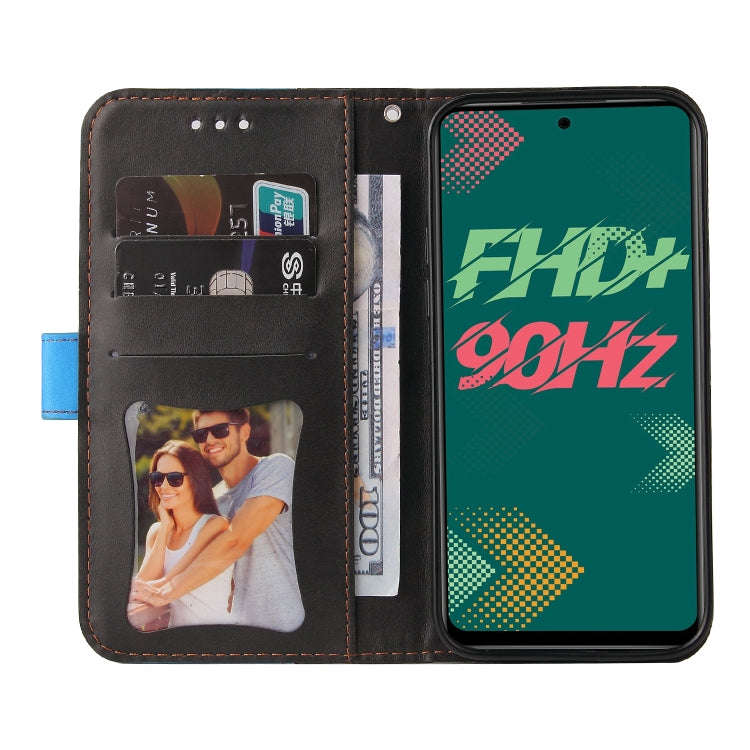 For Infinix Hot 11S Stitching-Color Horizontal Flip Leather Case(Blue)