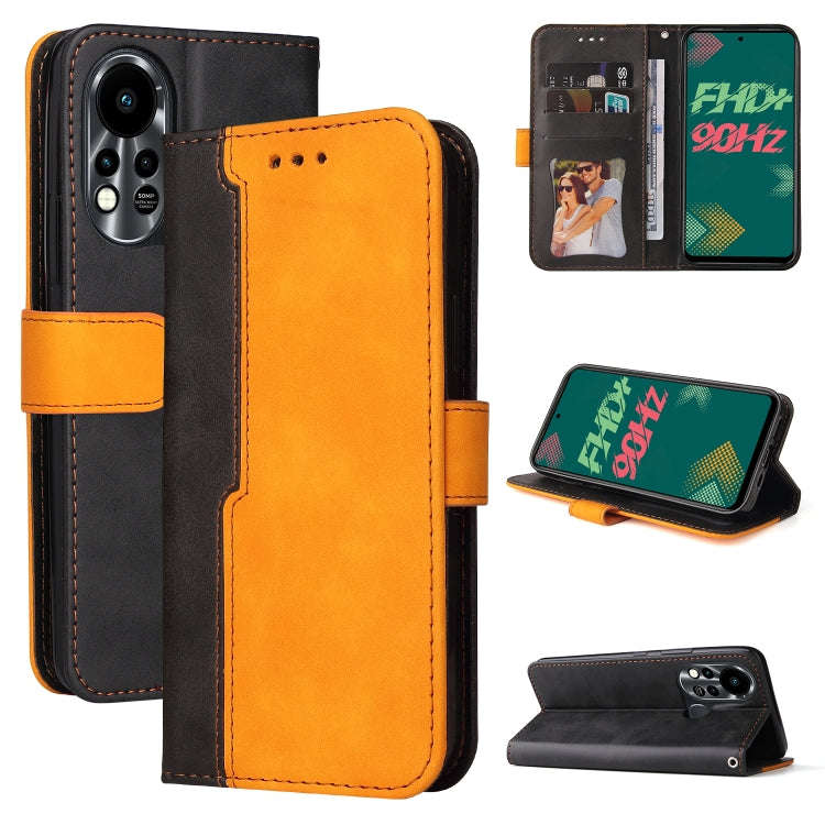 For Infinix Hot 11S Stitching-Color Horizontal Flip Leather Case(Orange)