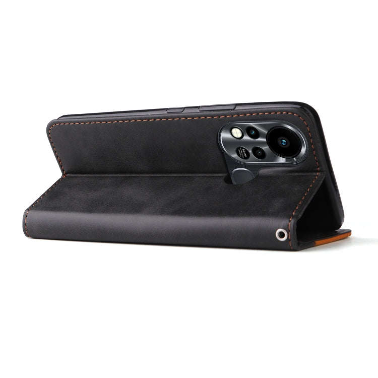 For Infinix Hot 11S Stitching-Color Horizontal Flip Leather Case(Orange)