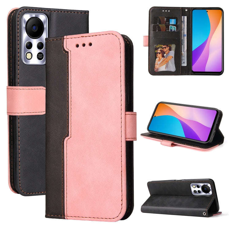 For Infinix Hot 11S NFC Stitching-Color Horizontal Flip Leather Case(Pink)