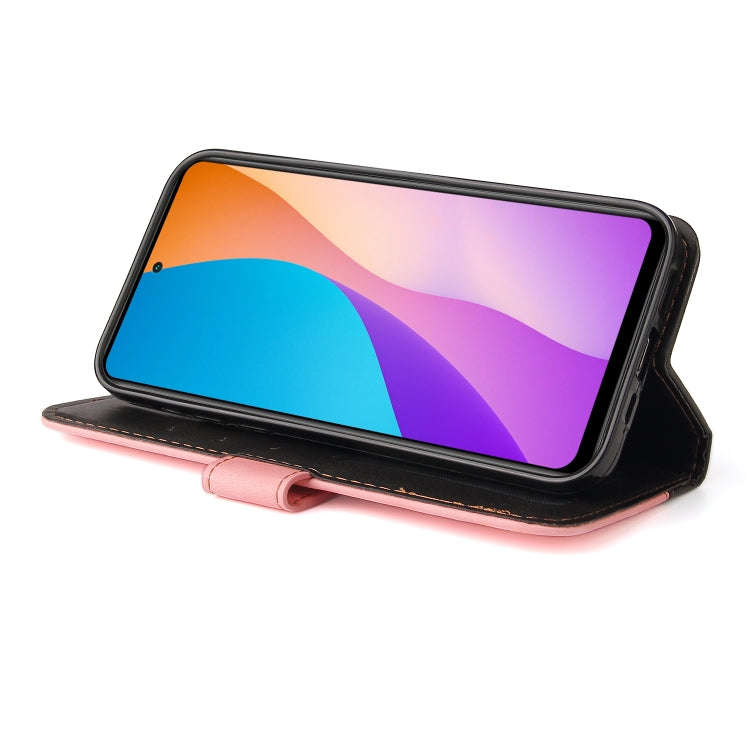 For Infinix Hot 11S NFC Stitching-Color Horizontal Flip Leather Case(Pink)