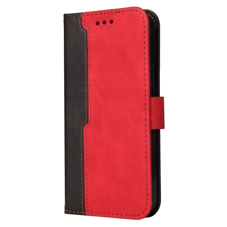 For Infinix Hot 11 Stitching-Color Horizontal Flip Leather Case(Red)