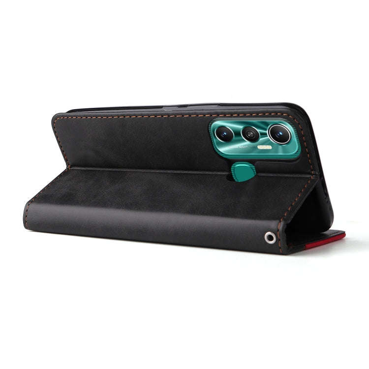 For Infinix Hot 11 Stitching-Color Horizontal Flip Leather Case(Red)