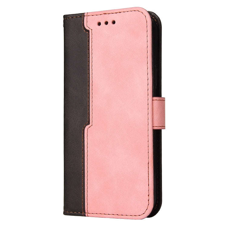 For Infinix Note 11 Stitching-Color Horizontal Flip Leather Case(Pink)