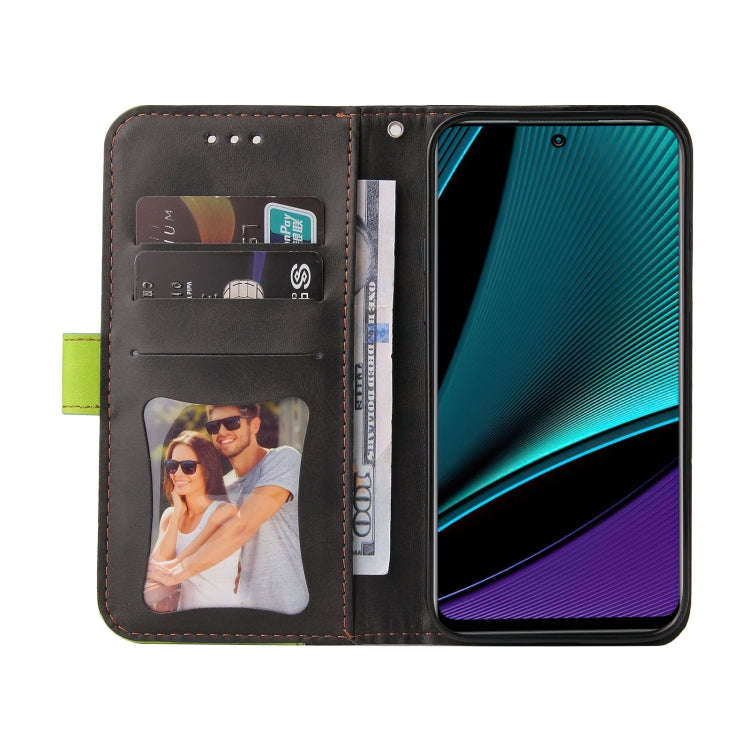 For Infinix Note 11 Pro Stitching-Color Horizontal Flip Leather Case(Green)