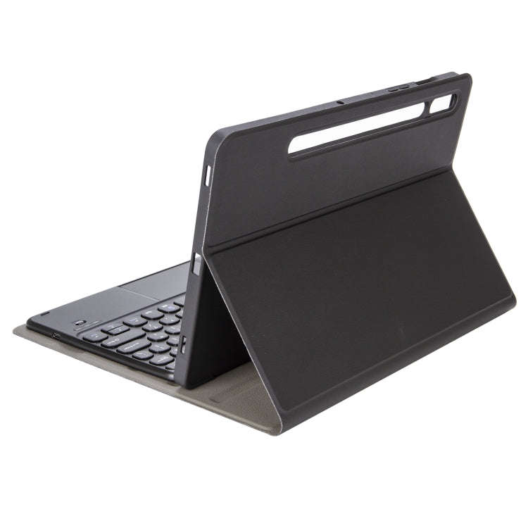 YA610B-A  Lambskin Texture Voltage Round Keycap Bluetooth Keyboard Leather Case with Touchpad For...