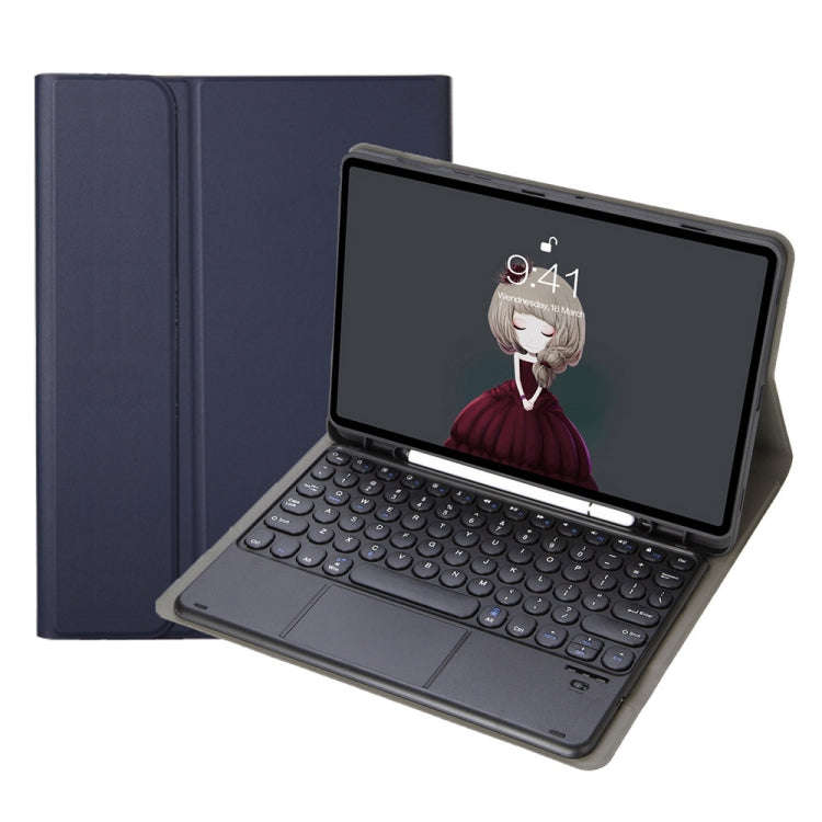 YA08B-A  Lambskin Texture Voltage Round Keycap Bluetooth Keyboard Leather Case with Touchpad For ...