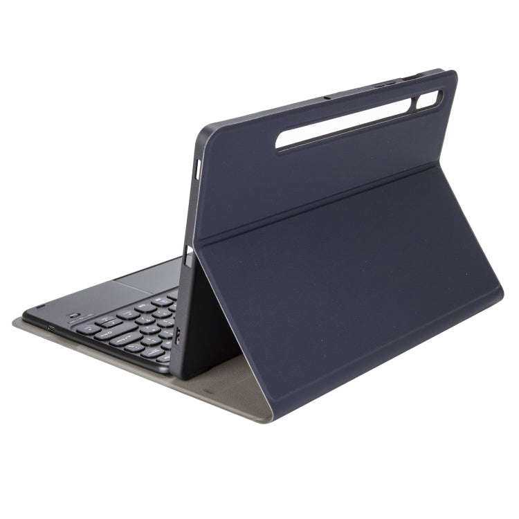 YA08B-A  Lambskin Texture Voltage Round Keycap Bluetooth Keyboard Leather Case with Touchpad For ...