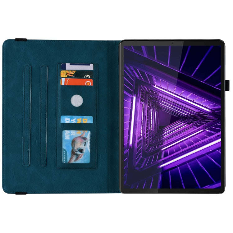 For Lenovo M10 Plus 10.3 TB-X606F/TB-X606X Butterfly Flower Embossed Leather Tablet Case(Blue)