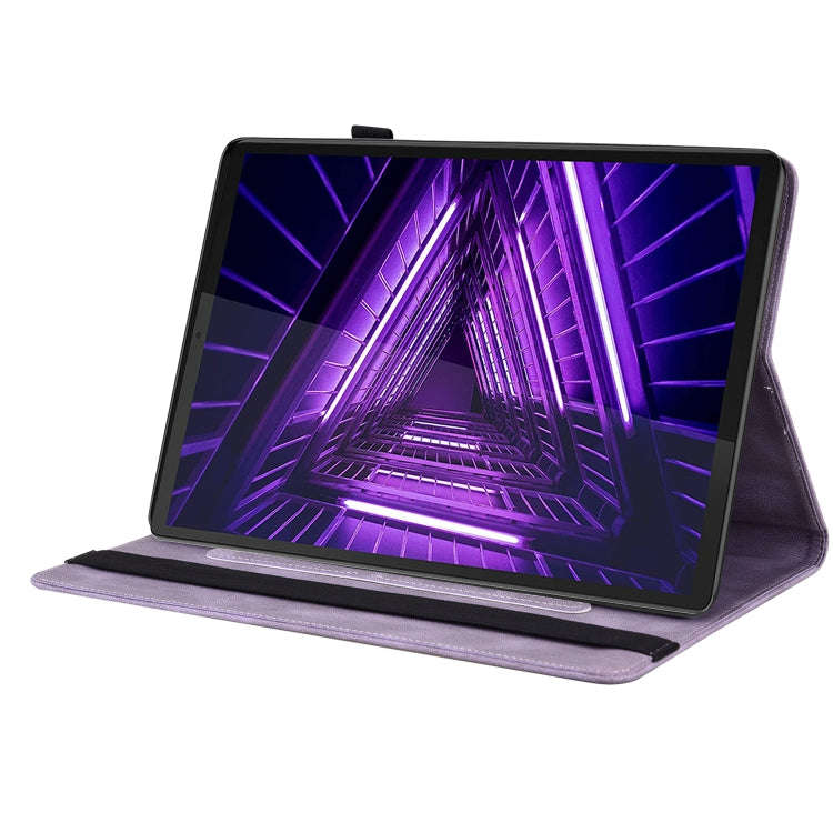 For Lenovo M10 Plus 10.3 TB-X606F/TB-X606X Butterfly Flower Embossed Leather Tablet Case(Purple)