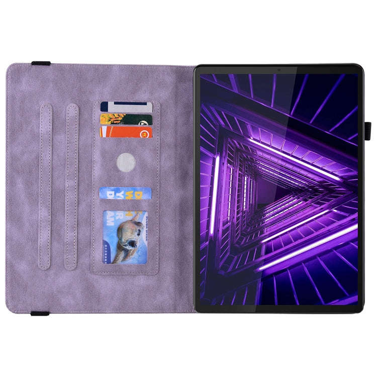 For Lenovo M10 Plus 10.3 TB-X606F/TB-X606X Butterfly Flower Embossed Leather Tablet Case(Purple)