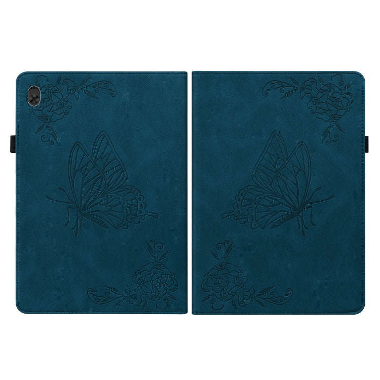 For Lenovo Tab M10 TB-X605L/X605F Butterfly Flower Embossed Leather Tablet Case(Blue)