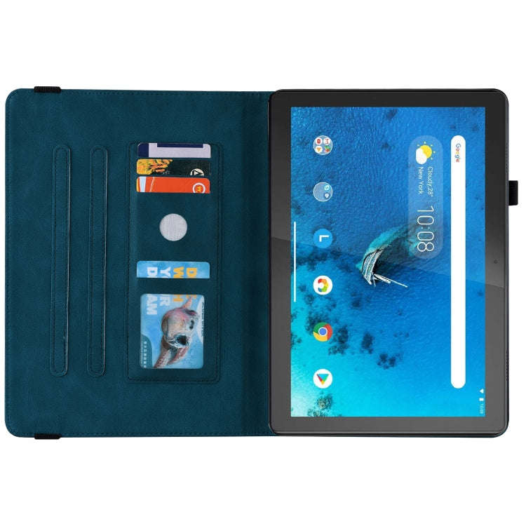 For Lenovo Tab M10 TB-X605L/X605F Butterfly Flower Embossed Leather Tablet Case(Blue)