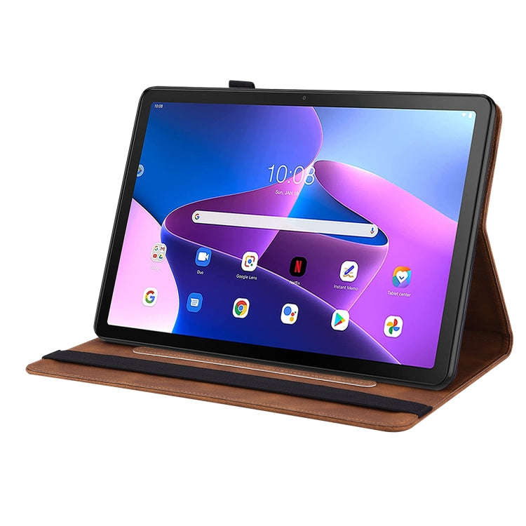 For Lenovo Tab M10 Plus 10.6 3rd Gen Butterfly Flower Embossed Leather Tablet Case(Brown)