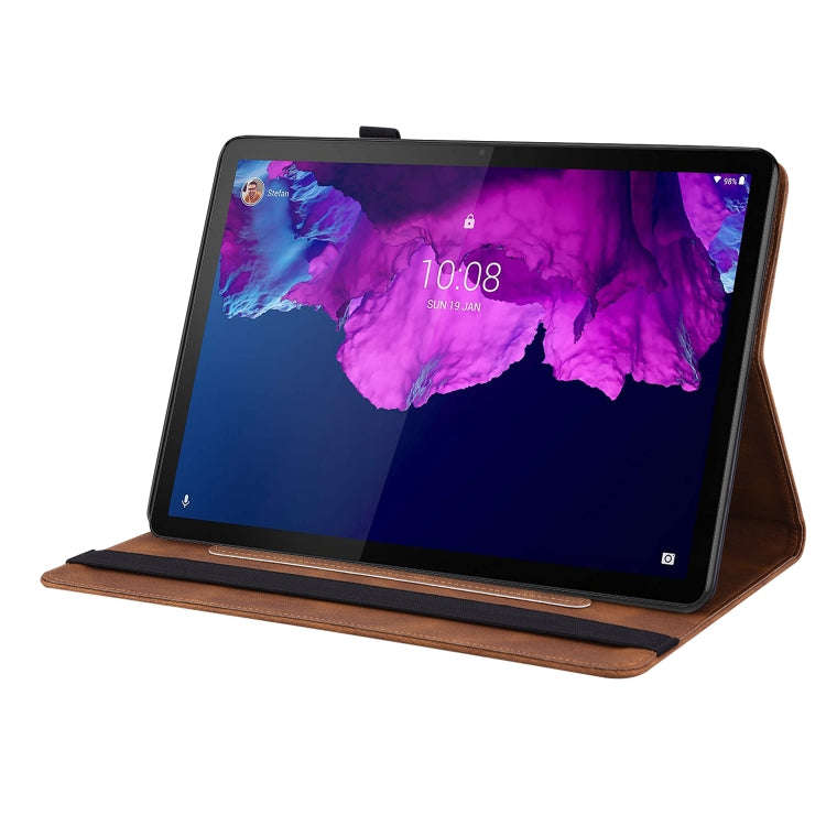 For Lenovo Tab P11 TB-J606F Butterfly Flower Embossed Leather Tablet Case(Brown)