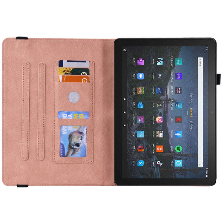For Amazon Kindle Fire HD 8 2018/2017/2016/2015 Butterfly Flower Embossed Leather Tablet Case(Ros...